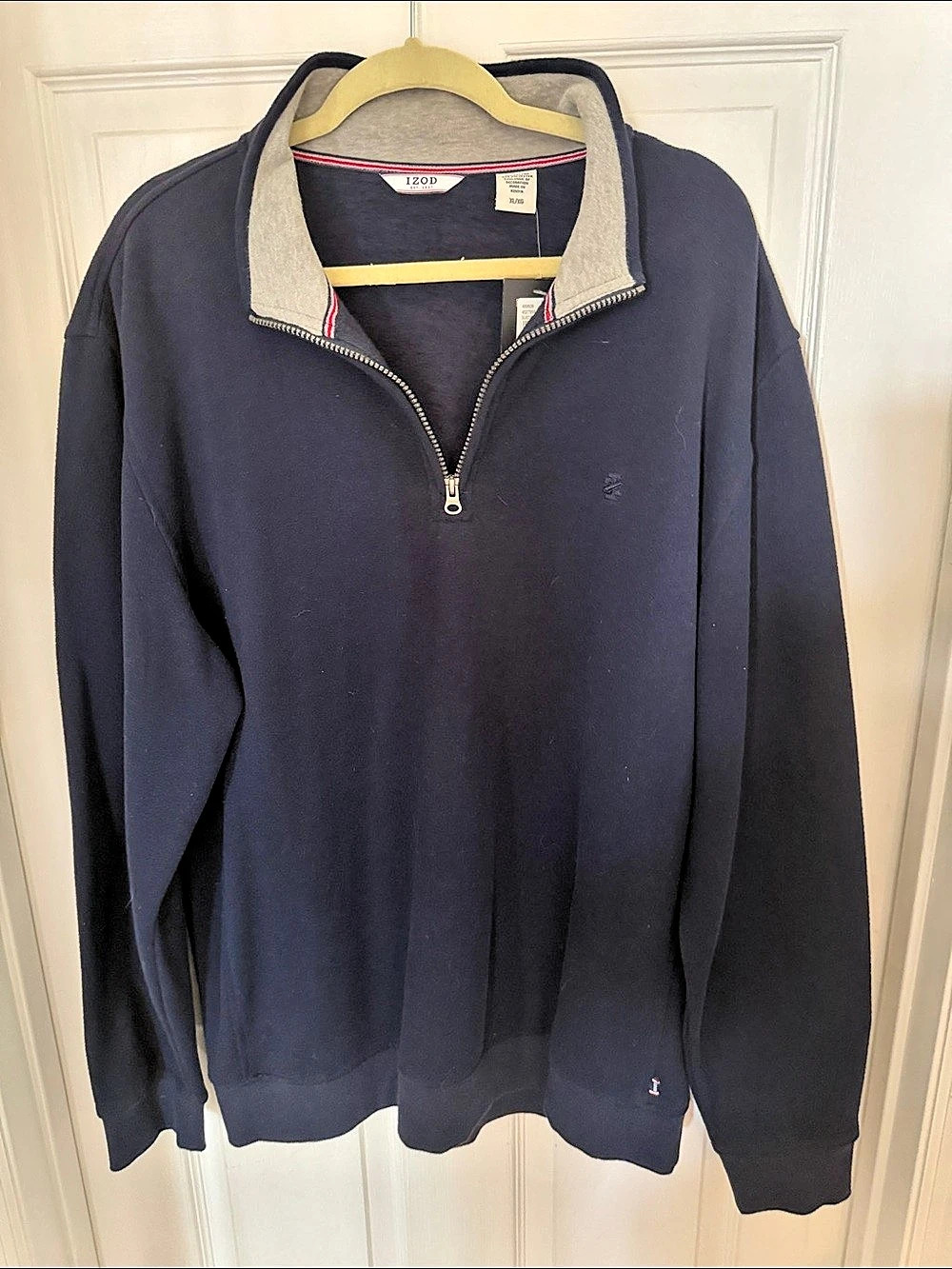 Izod Sueded Fleece 1/4 Zip Pullover Men's Quarter Zip Pullover Blue XL NWT